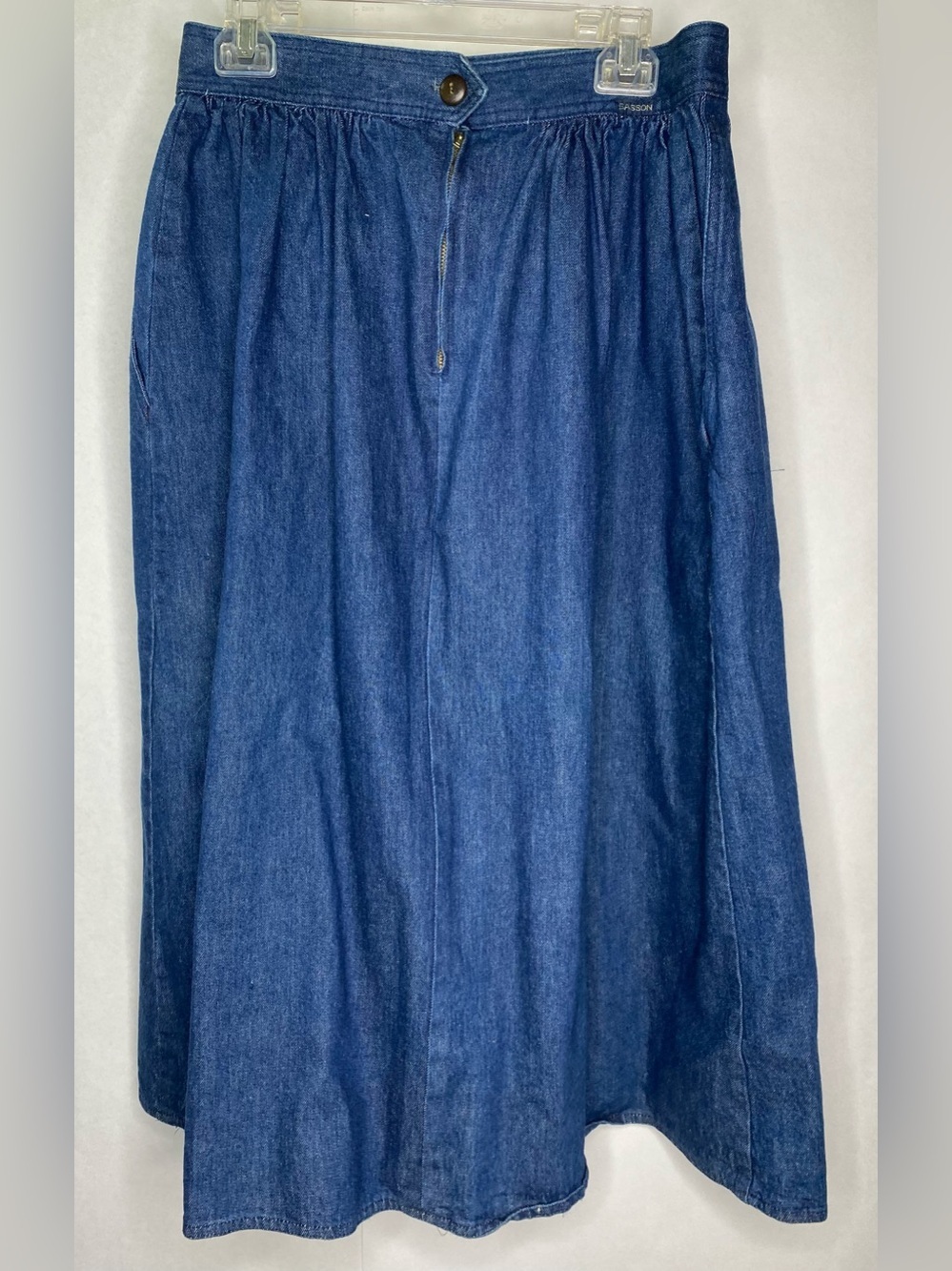 Vintage Sasson Dead-stock Denim MidiSkirt with Pockets Sz 18 (runs small) - Picture 3 of 11
